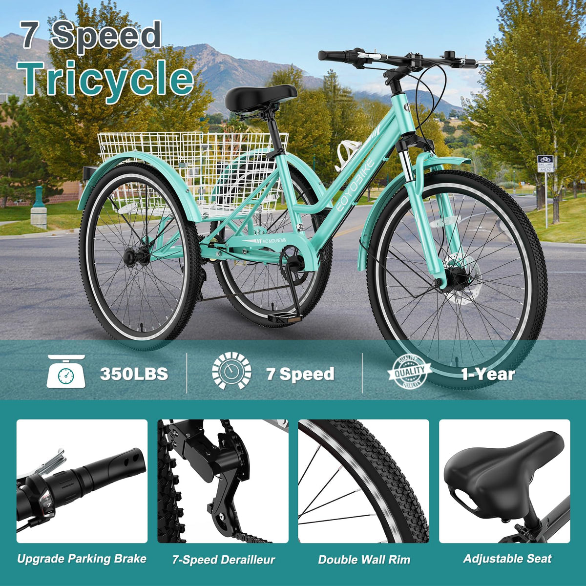 24/26/27.5 Inch 3 Wheel Mountain Tricycle E494