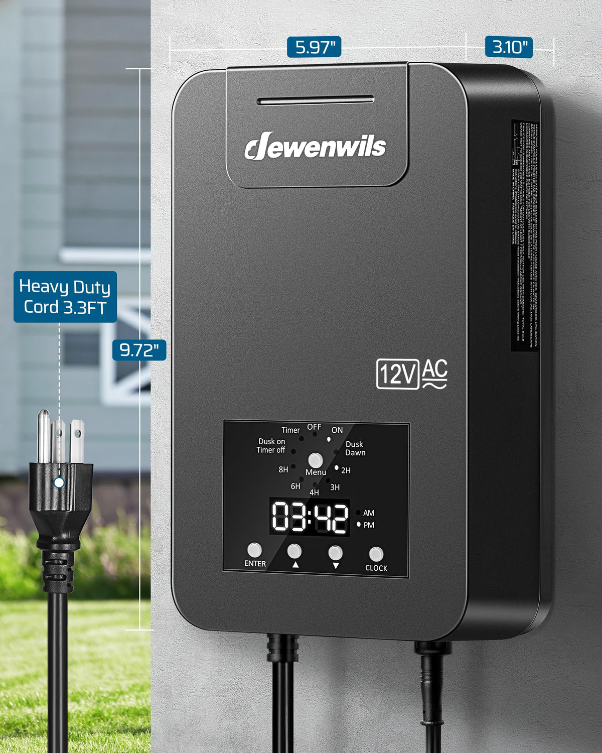 200W Low Voltage Transformer with Photocell Sensor & Timer V3310