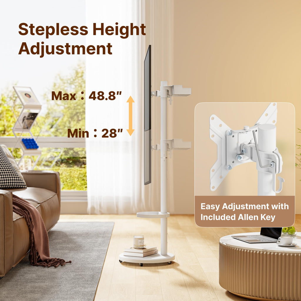 White Rolling TV Stand H2984