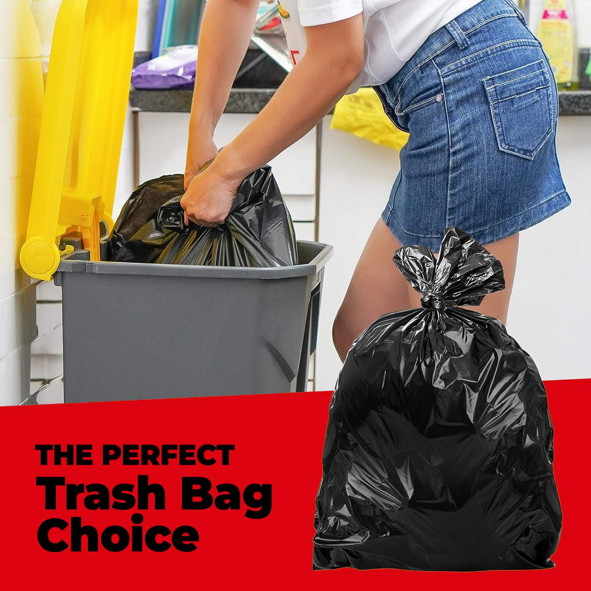 55-60 Gallon Heavy Duty Trash Bags, 50 Count, Black, 2.5 Mil N870289
