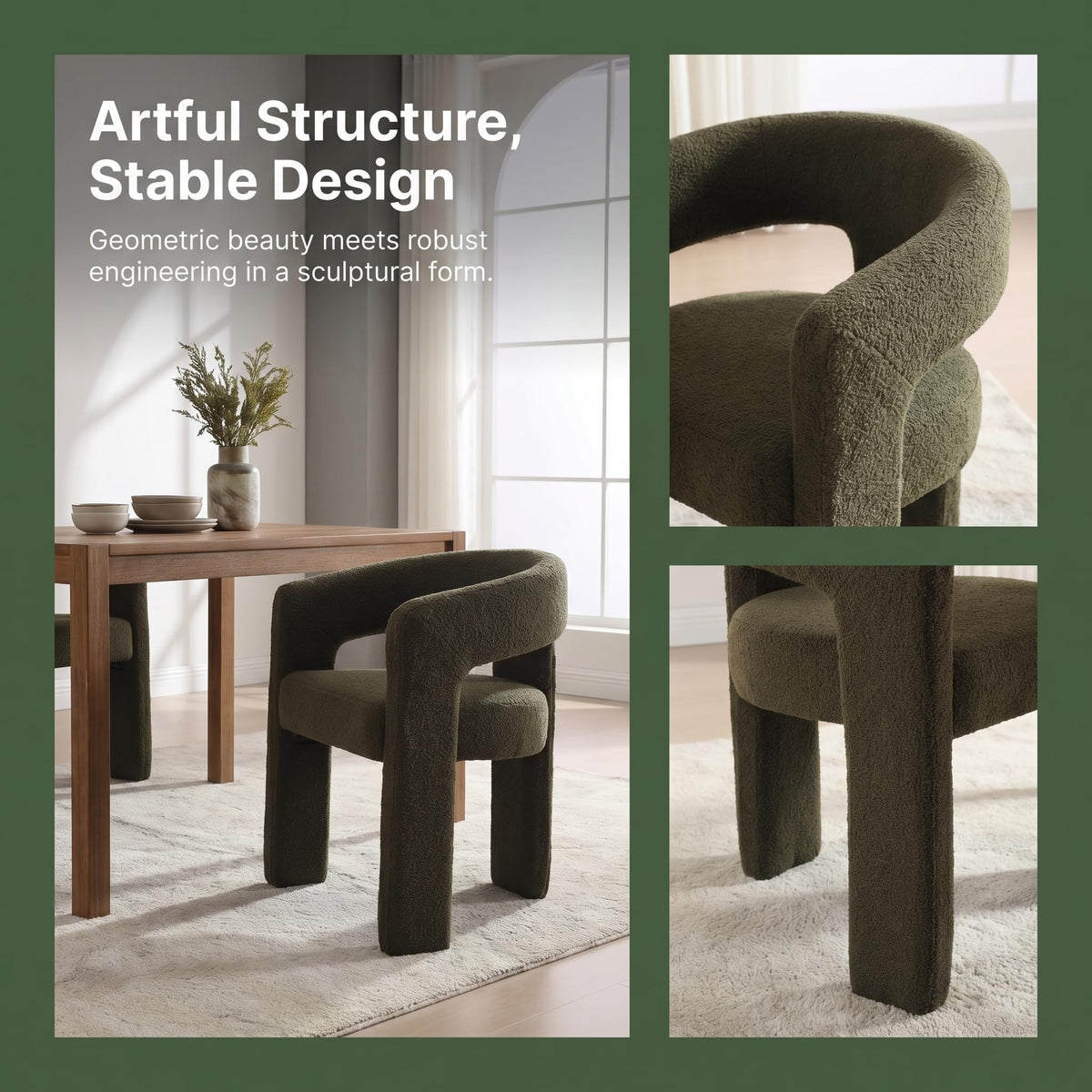 Green Sherpa Barrel Dining Chairs Set of 2 T2650