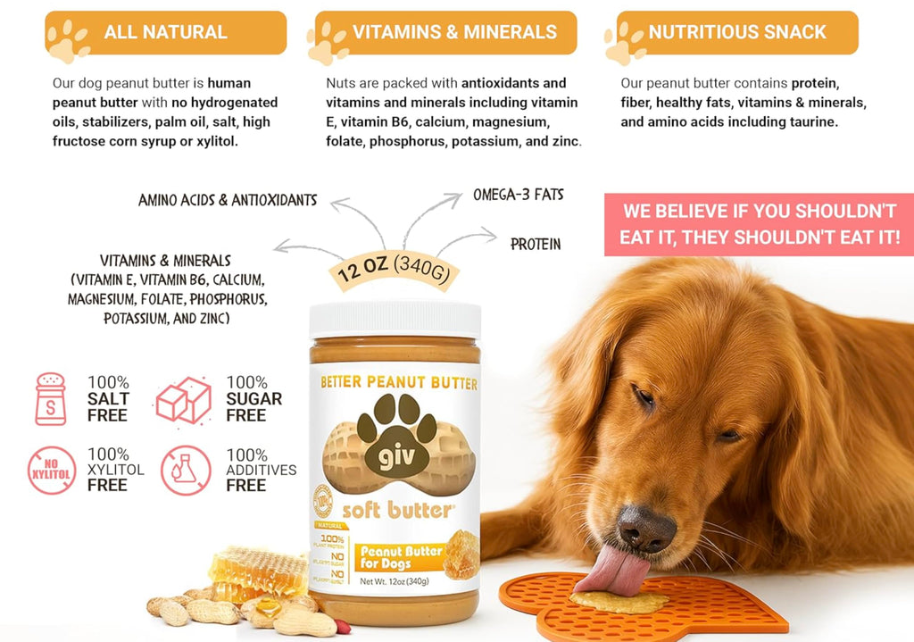 All Natural Peanut Butter for Dogs, 2 Ingredients, 4oz Pouches I78385