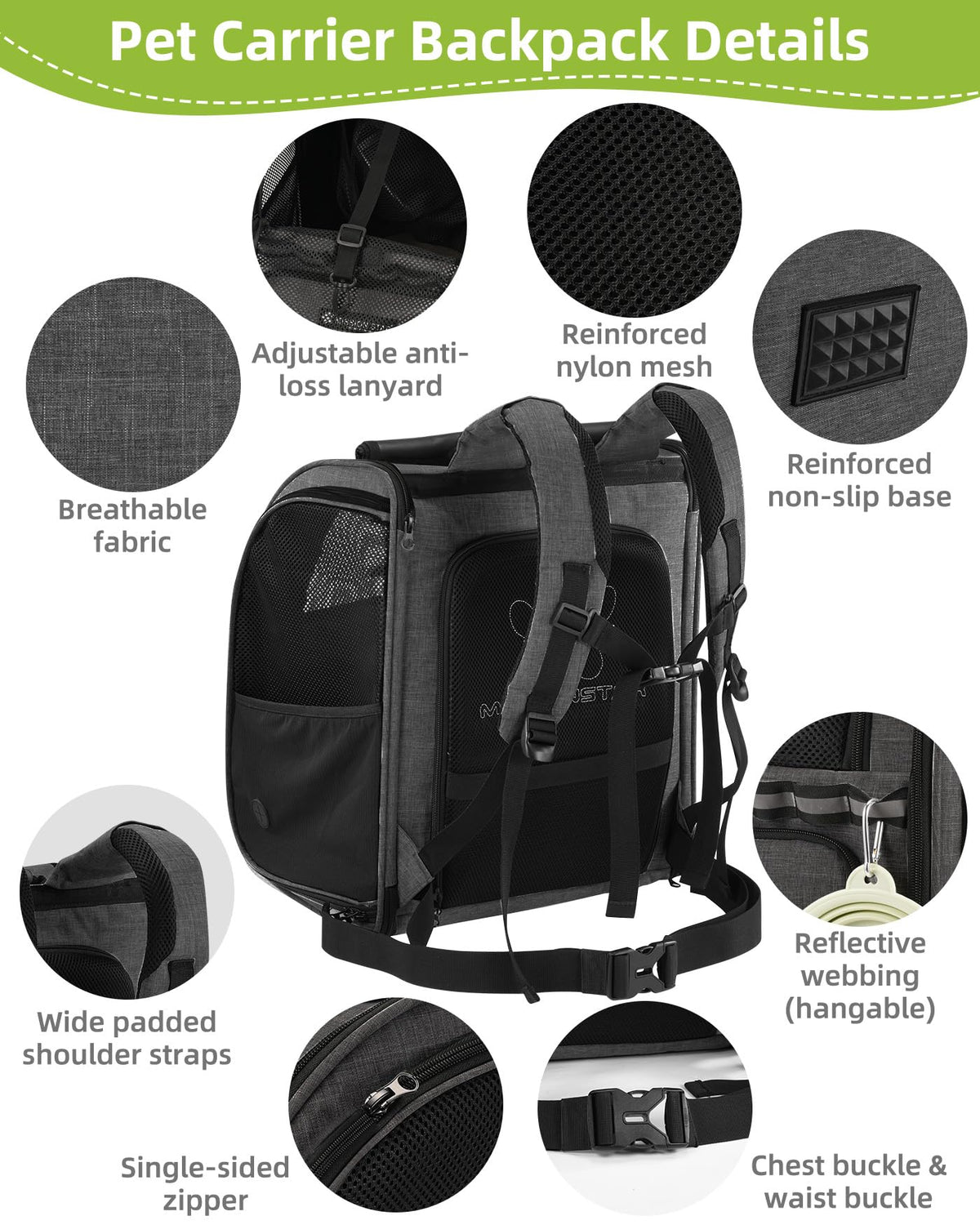 Expandable Breathable Mesh Cat Dog Carrier Backpack P242954