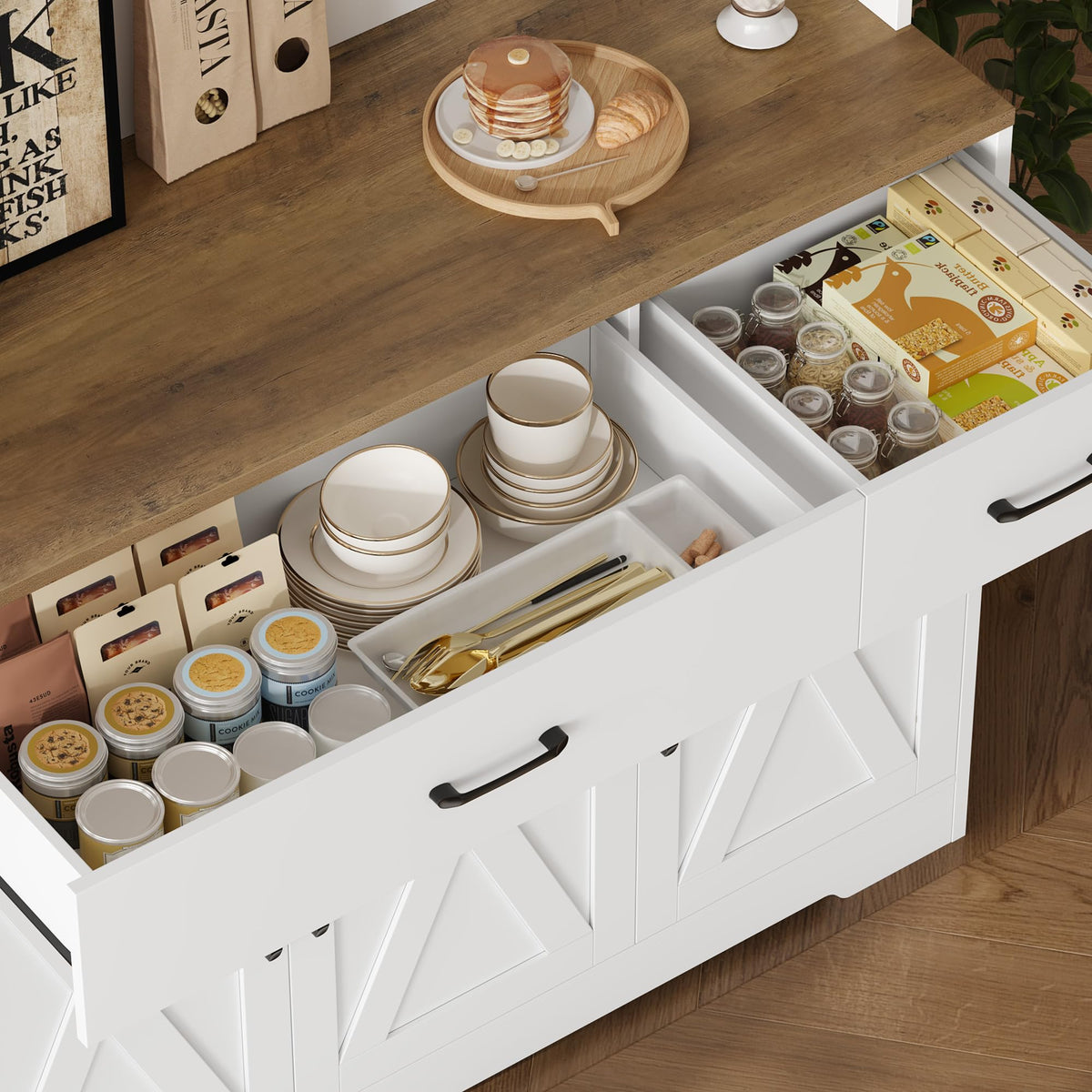 White Kitchen Pantry Storage Cabinet R284800