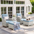 5 Piece Outdoor Swivel Rocker Chairs with Ottomans Z9751