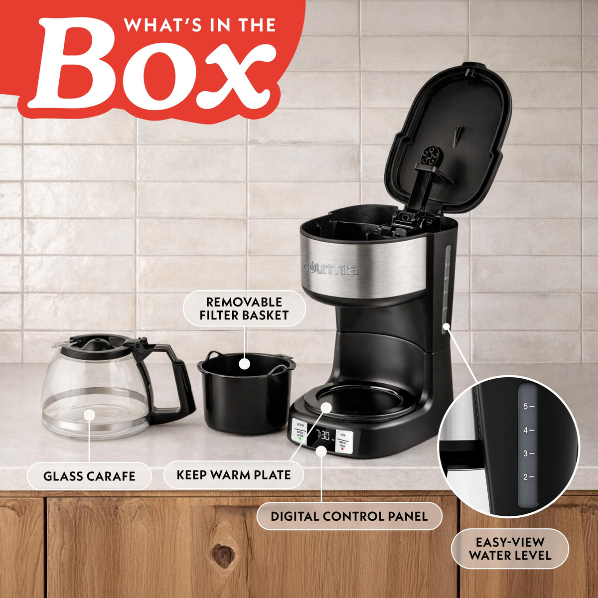 5-Cup Glass Carafe Black Drip Coffee Maker M773031