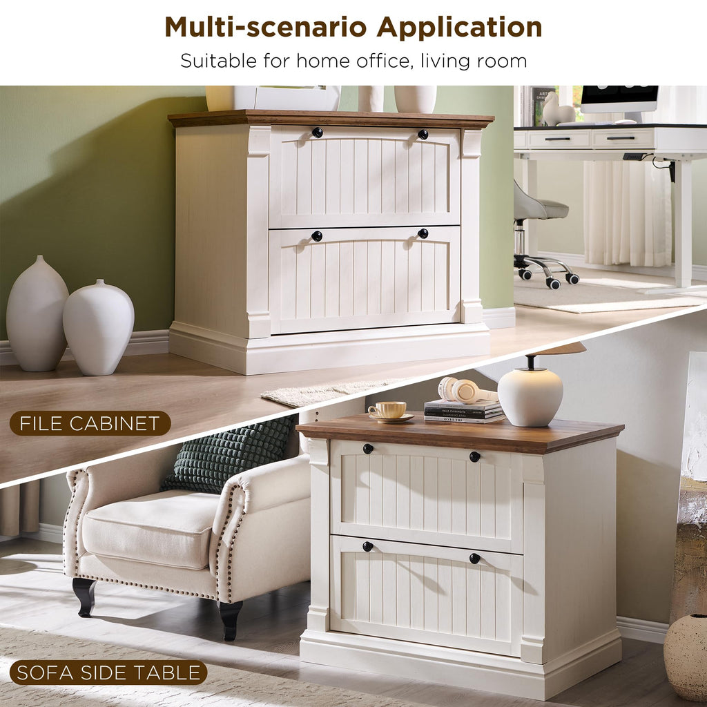 Antique White 2 Drawer File Cabinet B35314