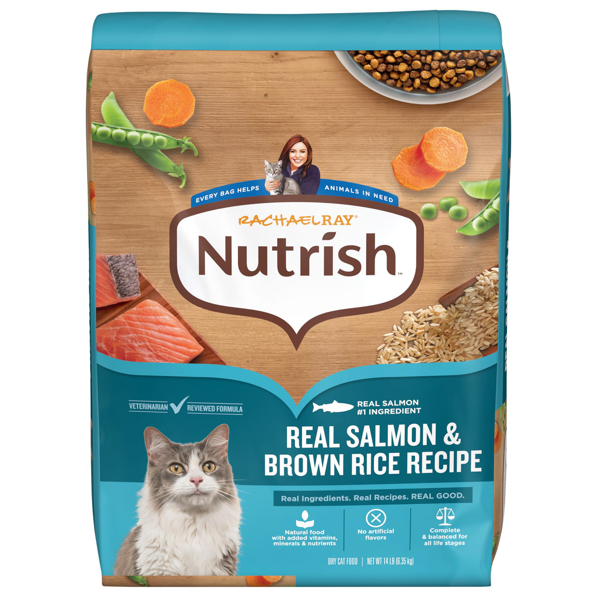 Salmon & Brown Rice Recipe Dry Cat Food 14 lb. Bag P745460