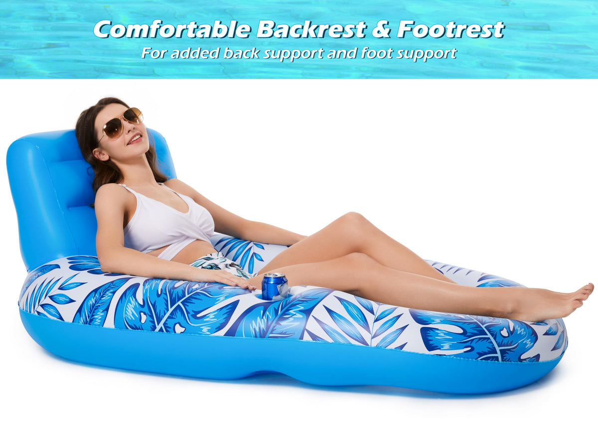 Inflatable Pool Float Lounger with Cup Holders Y8012
