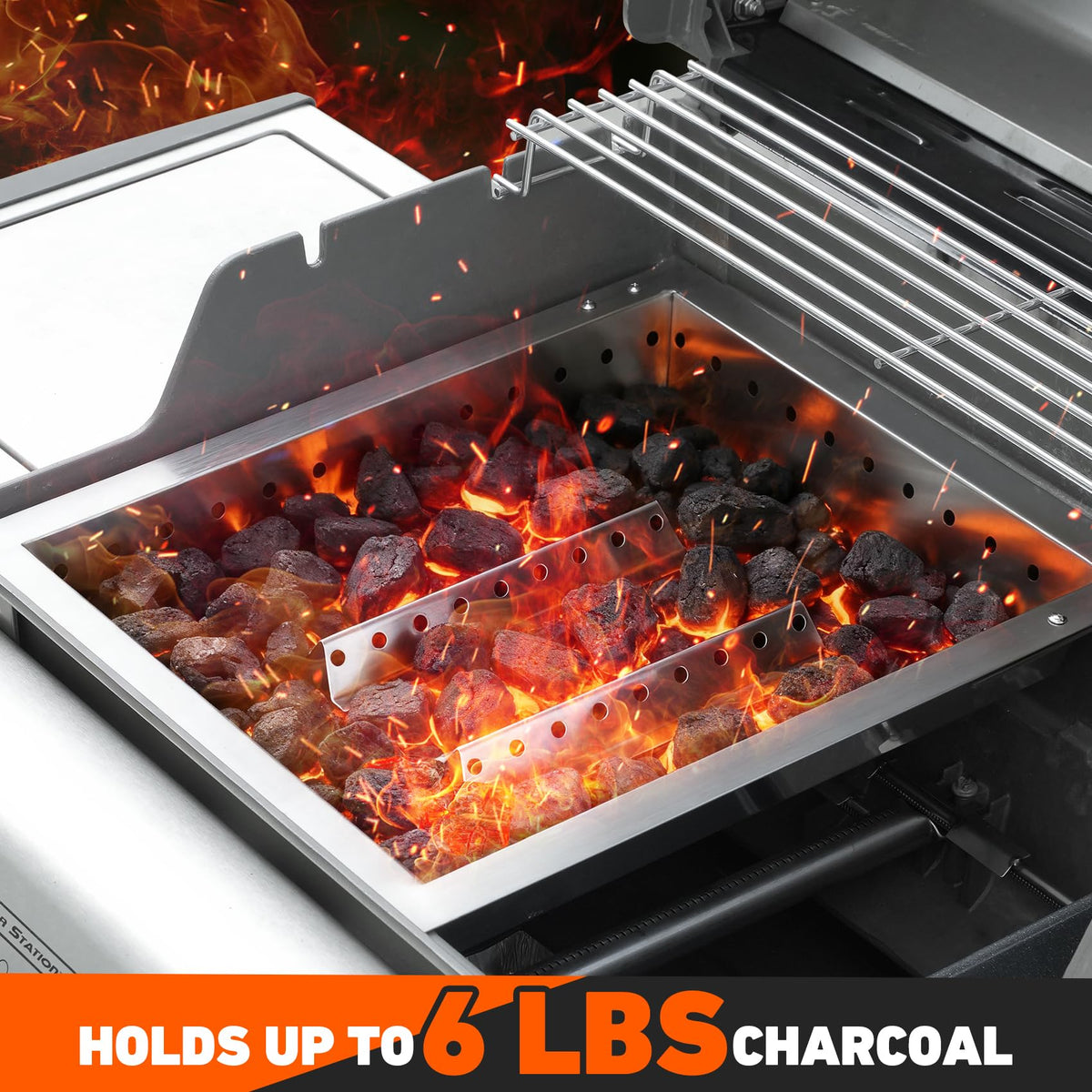 Adjustable Stainless Steel Charcoal Tray L659