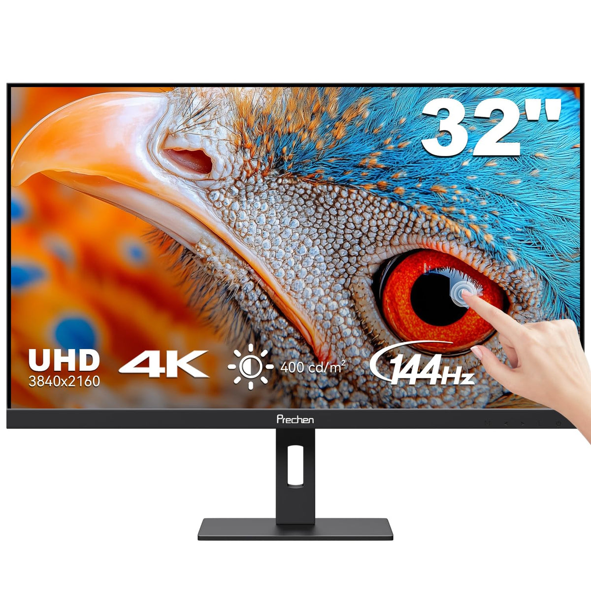 32 Inch 4K Touch Monitor, 144Hz UHD 3840x2160 Touchscreen, HDMI 2.1 & DP 1.4 & Type-C, HDR 400, Height-Adjustable Stand VESA Mountable J7807