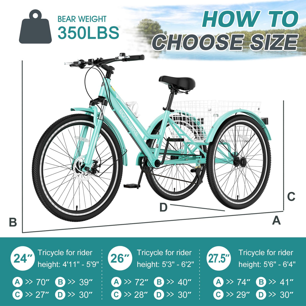 24/26/27.5 Inch 3 Wheel Mountain Tricycle E494