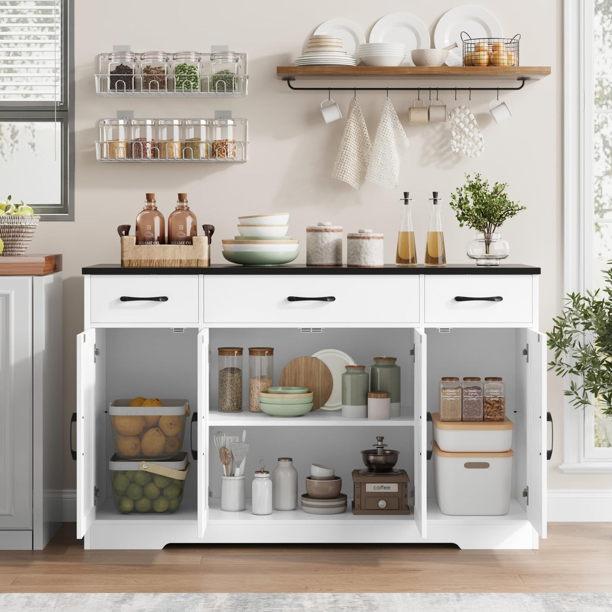 White Kitchen Buffet Sideboard Storage Cabinet K27977