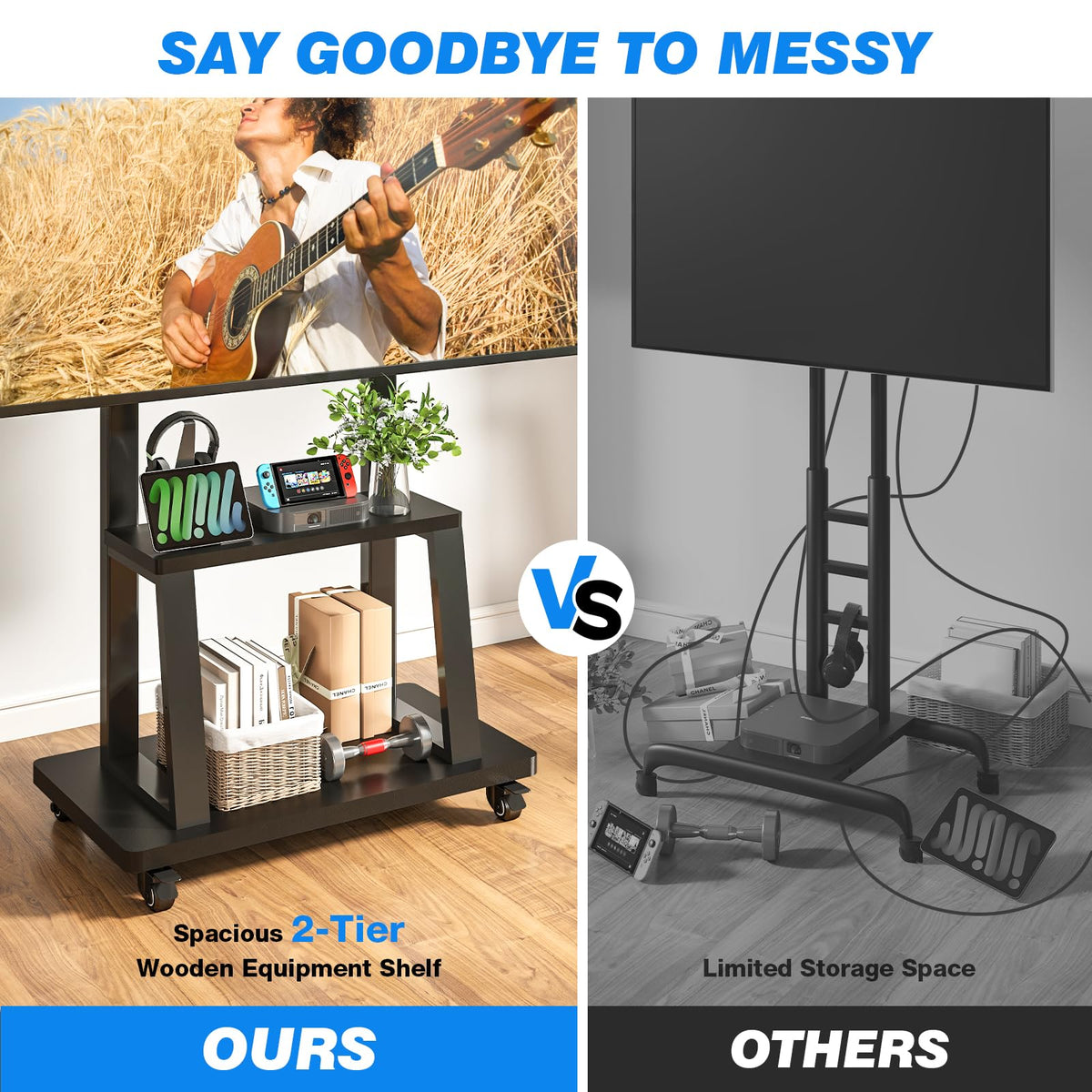 Mobile TV Cart Rolling TV Stand for 37-75 inch TVs P5314