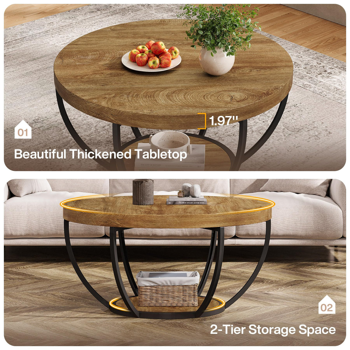 Round Coffee Table with Storage E1095