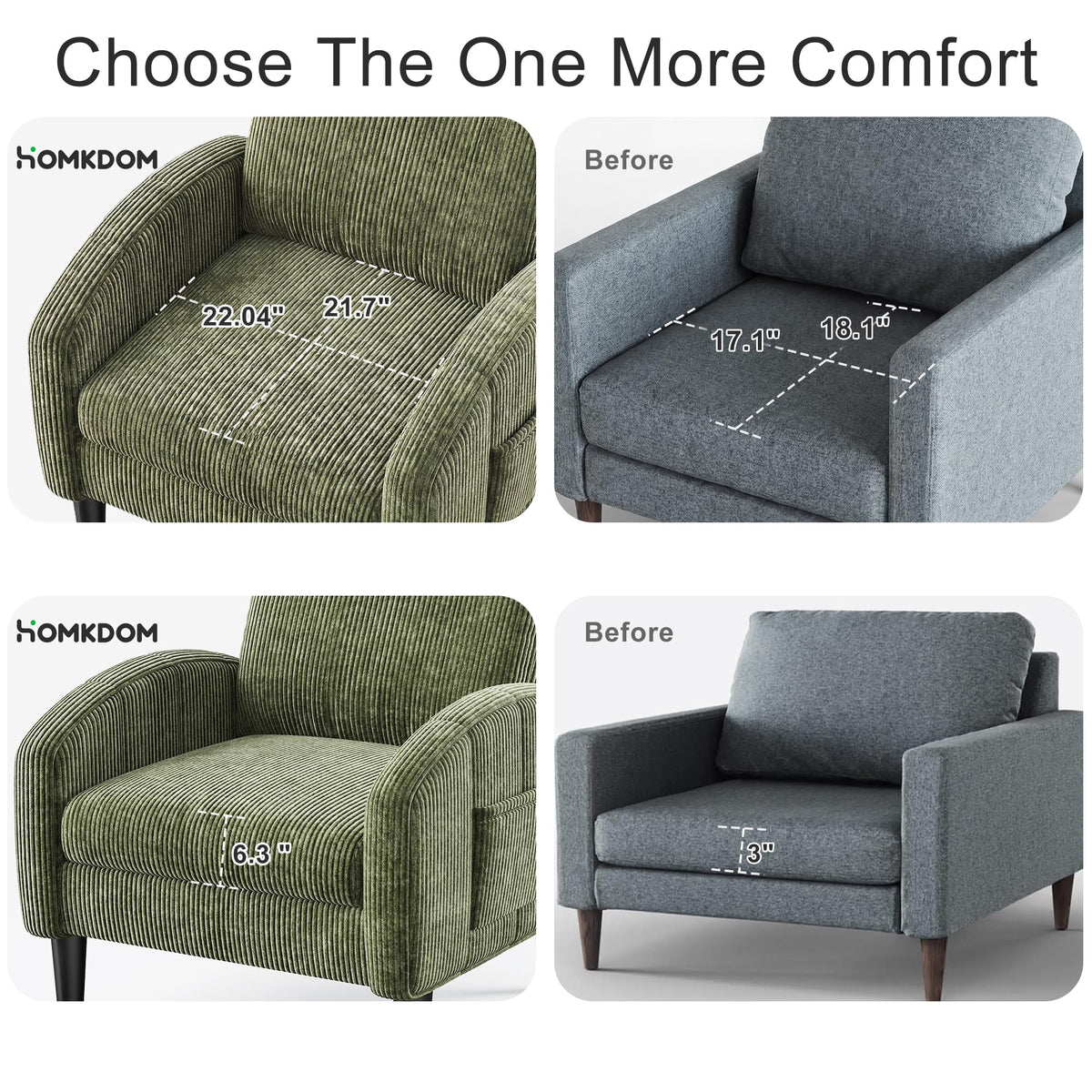 Green Accent Chair with Side Pockets Z2048