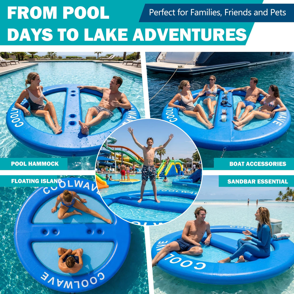 Inflatable Water Hammock with Cup Holders A286597