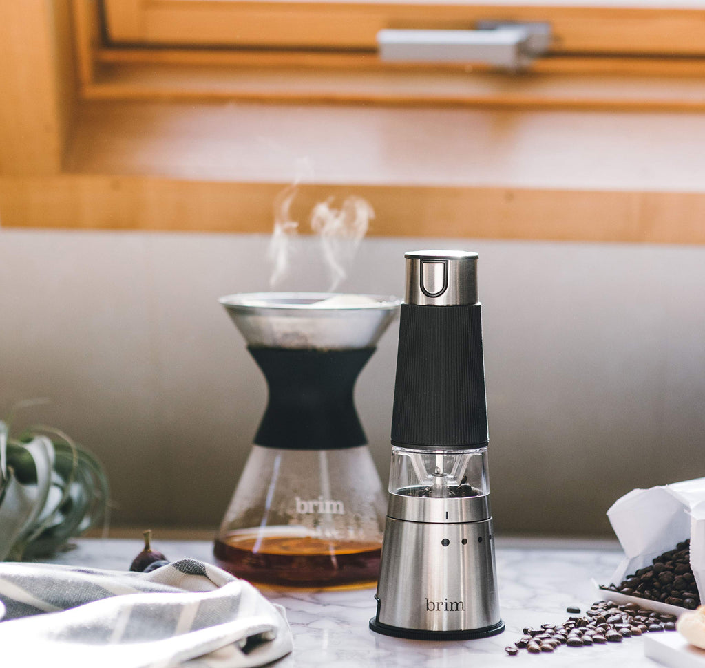 Electric Handheld Burr Coffee Grinder, 9 Grind Settings, Stainless Steel/Black H956
