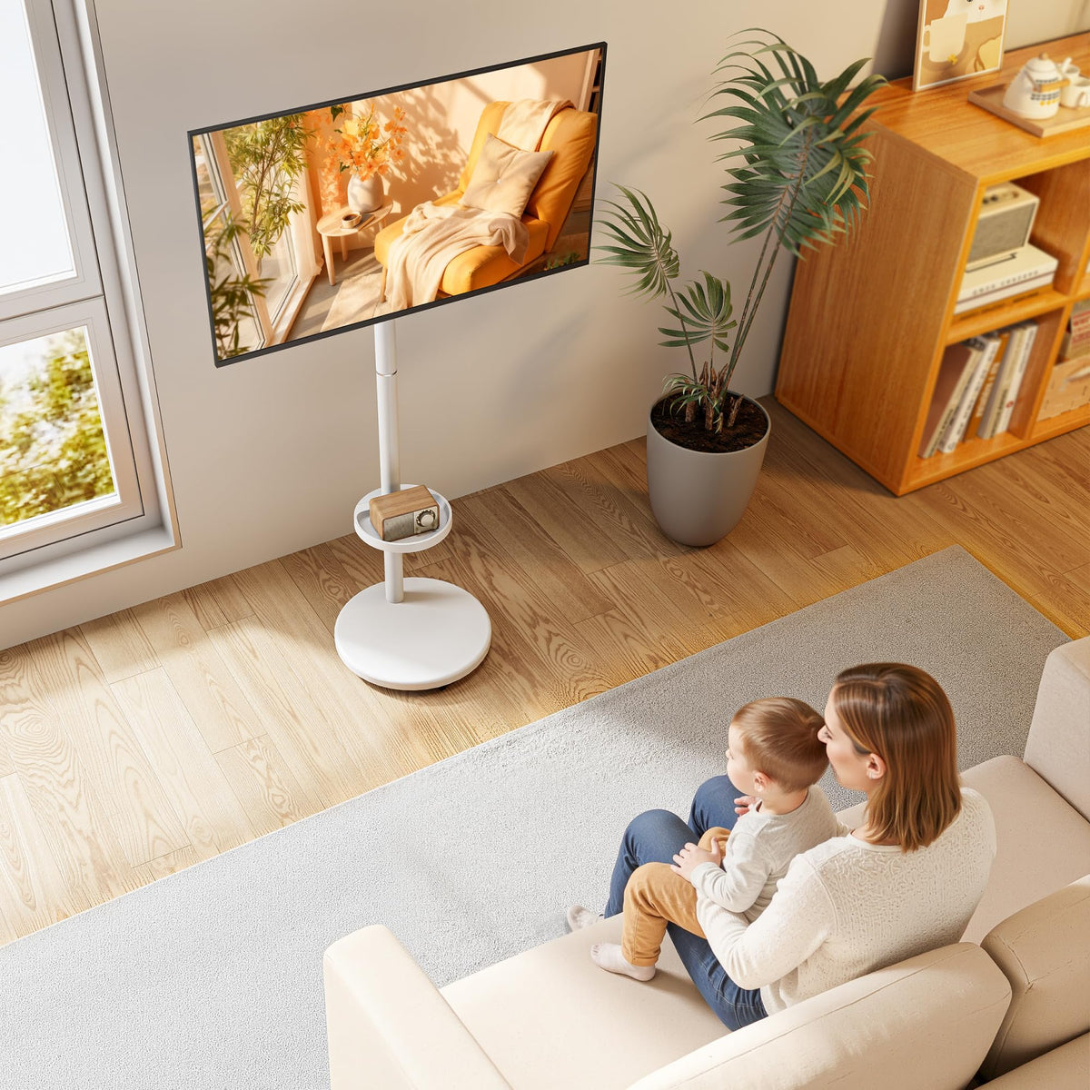 White Rolling TV Stand H2984